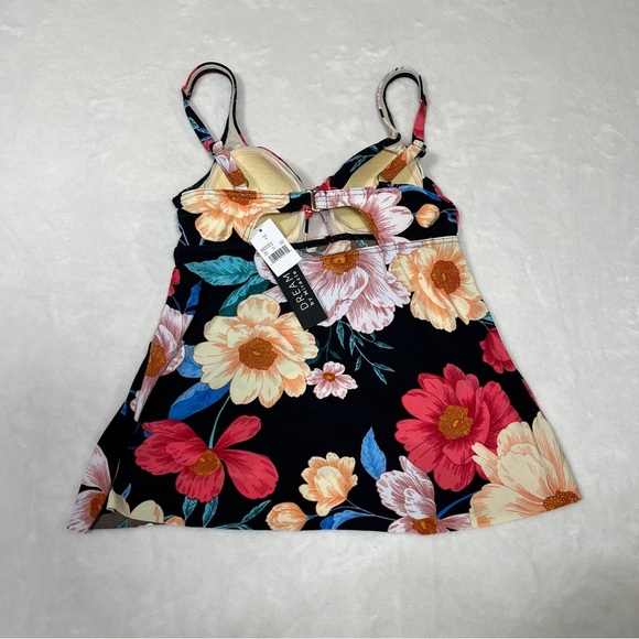 DREAMSUIT By Miracle Brands Womens Tankini Top Black Floral Multi-Color Size 6 - Picture 6 of 12